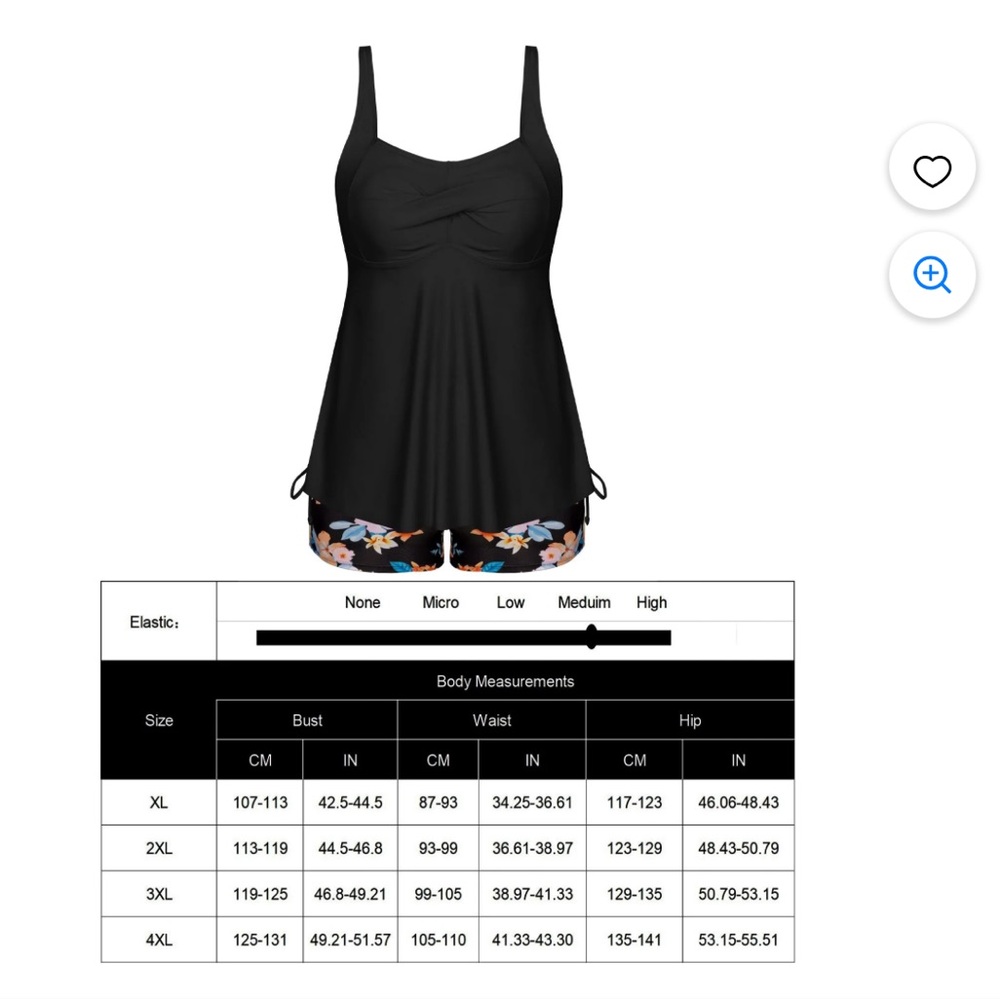 Tankini Plus Size Flowy Swimdress Tummy Control 2 Piece with Shorts - Picture 3 of 6